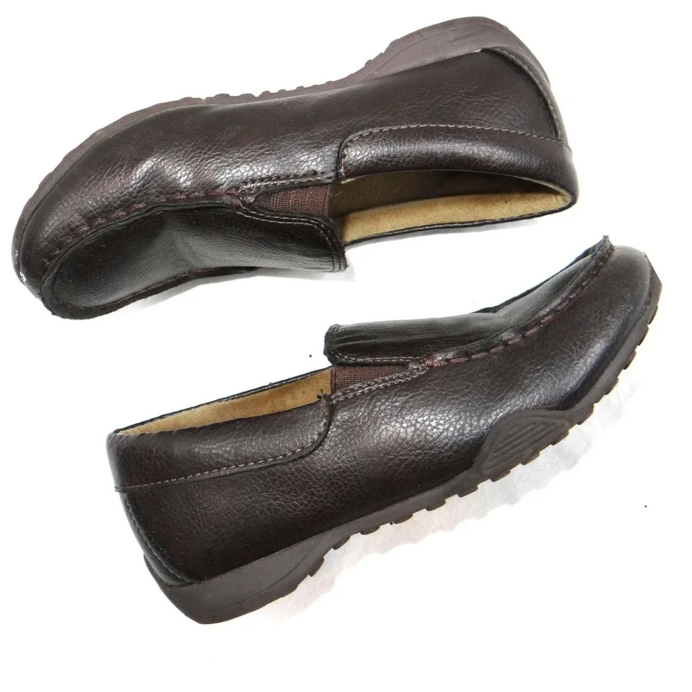 Kids Brown Faux Leather Slip On Loafer Shoes Size 13‎